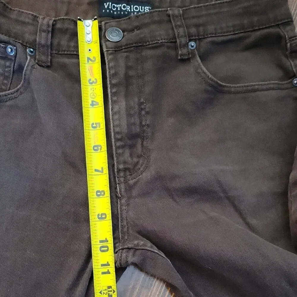 Victorious Chocolate Brown Skinny Jeans in Stretch Denim Mens 34x32, Bodycon
